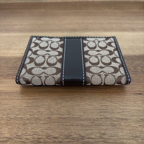 Coach Signature Khaki Mahogany Brown Leather Card Case - Picture 4 of 9